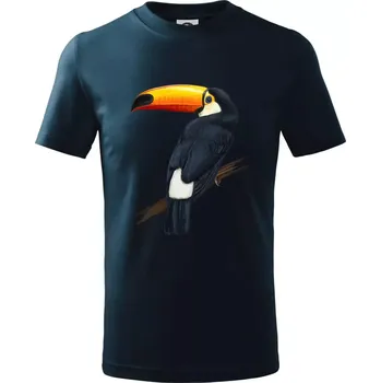 Tukan kreslený - Tričko dětské bavlněné - 98 cm / 2 roky ( Námořní modrá (velmi tmavá - téměř černá) )