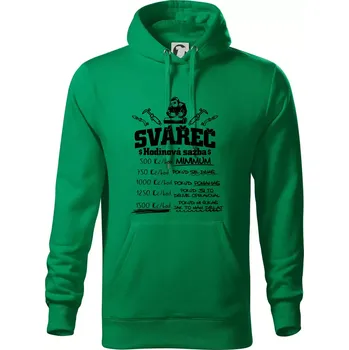 Pánská mikina Svářeč - hodinová sazba - Mikina pánská Cape s kapucí - 4XL ( Středně zelená )