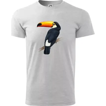 Tukan kreslený - Triko extra velké (5-8XL) - 7XL ( Světlešedý Melír )