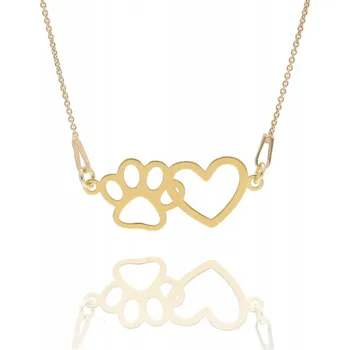 Náhrdelník Zlatý náhrdelník CELEBRYTKA – psí/kočičí tlapka, srdce