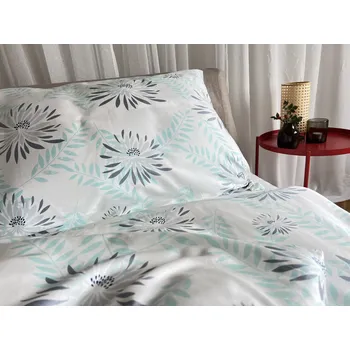Povlečení Ložní povlečení bavlněný satén květy mentol - 50x70 cm