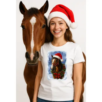 Vánoční tričko s koněm dámské