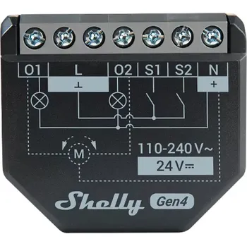 Centrální jednotka pro chytrou domácnost Shelly 2PM Gen4 spínací modul s měřením spotřeby 2x 10A (WiFi, Bluetooth, Zigbee, Matter) SHELLY-2PM-GEN4