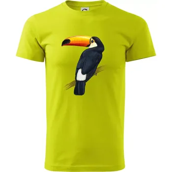 Pánské tričko Tukan kreslený - Klasické pánské triko vyšší gramáže - 3XL ( Limetková )