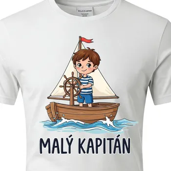 Pánské tričko Námořnické tričko Malý Kapitán - velikost 122, Barva Bílá