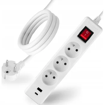 Napájecí kabel Prodlužovací Kabel přívod Lumiled 1,5 m 3 ks zásuvky bílý