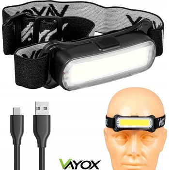Čelovka ČELOVKA ČELOVÁ LED SVÍTILNA AKUMULÁTOROVÁ LEHKÁ USB-C 300lm VAYOX