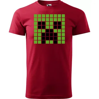 Sablio Tričko s potiskem Blocks Creeper Green - červené 5XL