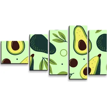 Obraz Sablio Obraz - 5-dílný Kreslené avokádo - 100x60 cm