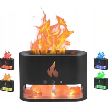 Zvlhčovač vzduchu Zvlhčovač vzduchu IMITACE PLAMENE KAMNA ČASOVAČ USB LED 250ML Černá