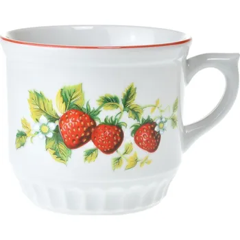 Český porcelán, Dubí Hrnek Selský 400 ml jahody s červenou linkou