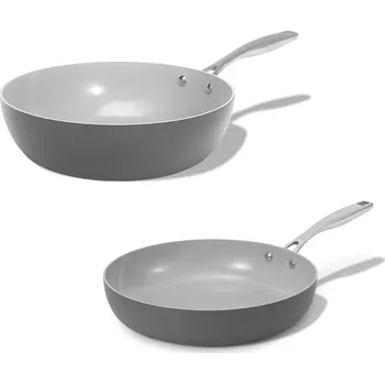 Pánev Elmich Základní sada keramických pánví 2 ks, Wok a standardní pánev, tmavě šedá