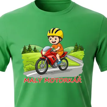 Dětské tričko Malý motorkář - velikost 134, Barva Zelená