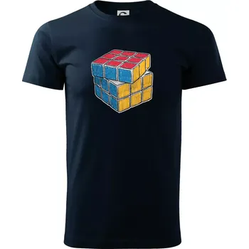 Pánské tričko Rubikova kostka kreslená - Triko extra velké (5-8XL) - 8XL ( Námořní modrá (velmi tmavá - téměř černá) )