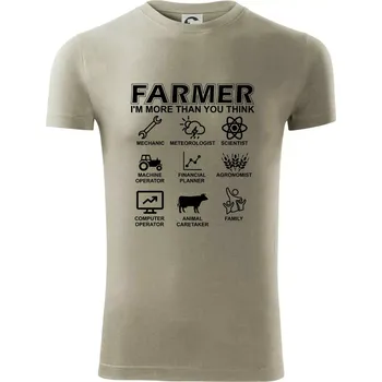 Pánské tričko Farmer Symbols - Viper FIT - Pánské zůžené tričko - 2XL ( Light khaki )
