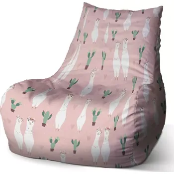 Sedací pytel Sablio Sedací vak Bean Lama a kaktusy - 100 x 90 x 45 cm