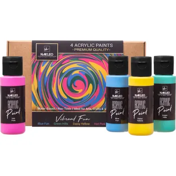 Vodová barva AKRYLOVÉ BARVY Sada 4 60 Ml PREMIUM pro šablony VIBRANT FUN Matná