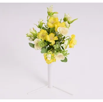 umělá květina Kytice mini ruží 29 cm, žlutá