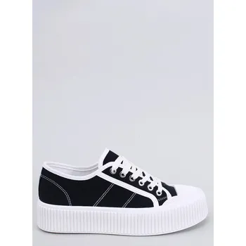 Dámské tenisky Dámské plátěné tenisky na platformě černé