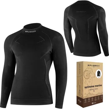Termoprádlo s dlouhým rukávem Brubeck EXTREME MERINO černé vel. XXL