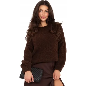 Dámský svetr Italy Moda dámský svetr hnědý oversize k bokům univerzální velikost