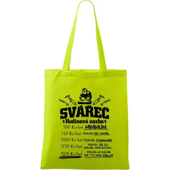 Svářeč - hodinová sazba - Taška bavlněná - 42 x 38 cm ( Limetková )
