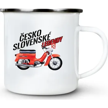 Pánská móda JAWA Pionýr 21, červený - ČESKOSLOVENSKÉ LEGENDY - Plechový hrnek VELKÝ 400ml (500 ml po okraj) - 400 ml
