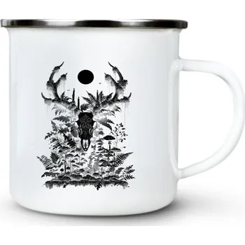 Lesní duch, černý potisk - Plechový hrnek VELKÝ 400ml (500 ml po okraj) - 400 ml