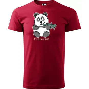 Sablio Tričko s potiskem I am doing my best Panda - červené 2XL