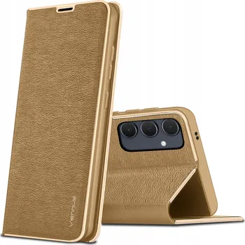 Pouzdro na mobilní telefon Flipové pouzdro KrainaGSM pro Samsung Galaxy A35 5G zlaté