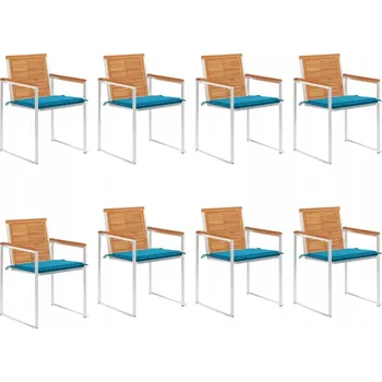 VidaXL Zahradní židle s polštáři, ks 8 kusů, masivní akáciové dřevo