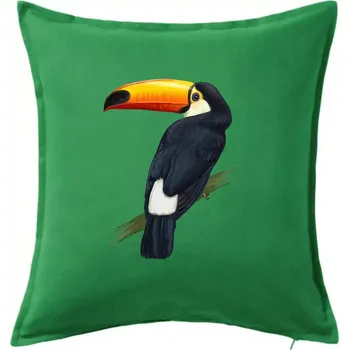 Polštář Tukan kreslený - Polštář 50x50 - 50x50 - Pouze potah ( Středně zelená )