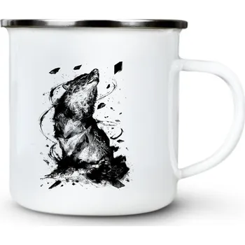 Vlčí mráz, V2, černý potisk - Plechový hrnek VELKÝ 400ml (500 ml po okraj) - 400 ml