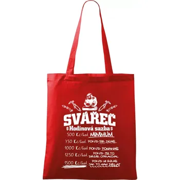 Svářeč - hodinová sazba - Taška bavlněná - 42 x 38 cm ( Červená )