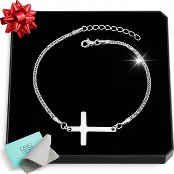 Náramek Stříbrný náramek s křížkem dámský dárek stříbro 925 celebritka