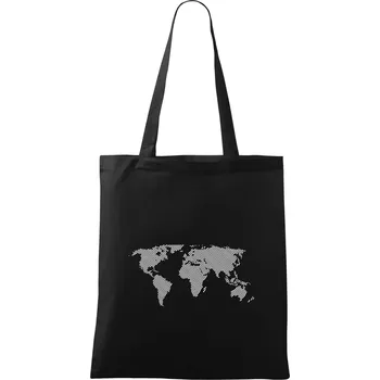 Nákupní taška Mapa světa otisk - Taška bavlněná - 42 x 38 cm ( Černá )