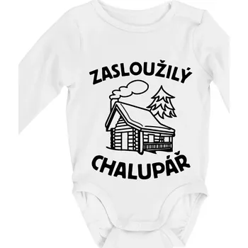 Kojenecký body Zasloužilý chalupář - Body kojenecké s dlouhým rukávem - Dlouhý r. do 3 měs ( Bílá )