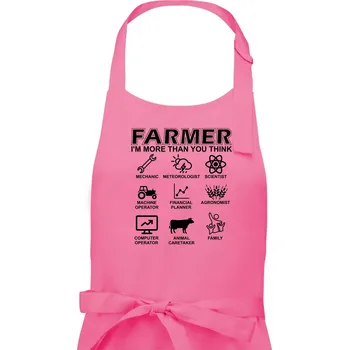 Kuchyňská zástěra Farmer Symbols - Dámská zástěra na vaření - Univerzální velikost ( Růžová )