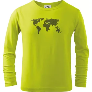 Dětská móda Mapa světa otisk - Triko dětské Long Sleeve - 134 cm/8 let ( Limetková )