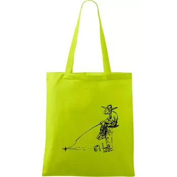 Kreslený rybář na pařezu - Taška bavlněná - 42 x 38 cm ( Limetková )