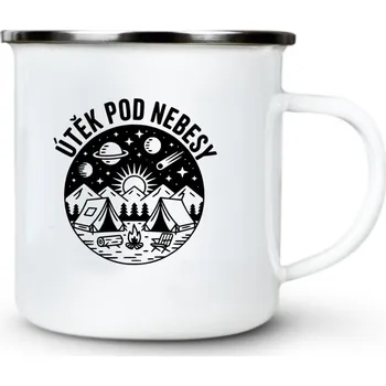 Útěk pod nebesy, černý tisk - Plechový hrnek VELKÝ 400ml (500 ml po okraj) - 400 ml