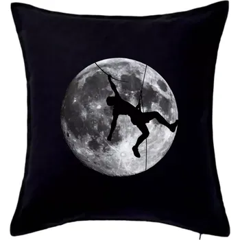 Polštář Měsíc a horolezec - Polštář 50x50 - 50x50 - Pouze potah ( Černá )