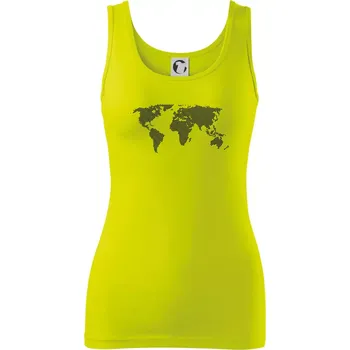 Mapa světa otisk - Dámské tílko - XS ( Limetková )