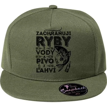 Pánské tričko Zachraňuji RYBY z vody a PIVO z lahví - Kšiltovka, čepice 5P RAP - nastavitelná