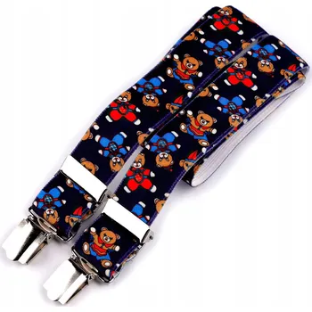 Kšandy Šle dětské, délka 60cm, šíře 2,5cm, tvar Y, MEDVĚDI tmavě modré, 650256/37