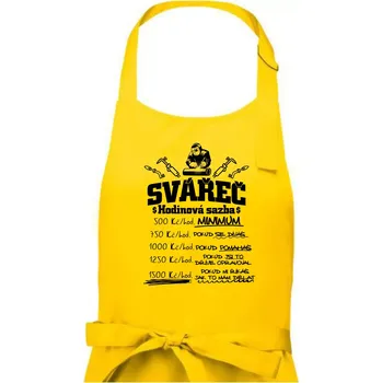 Kuchyňská zástěra Svářeč - hodinová sazba - Dámská zástěra na vaření - Univerzální velikost ( Žlutá )