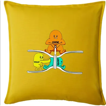 Polštář Elektřina v praxi - Polštář 50x50 - 50x50 - Pouze potah ( Žlutá )