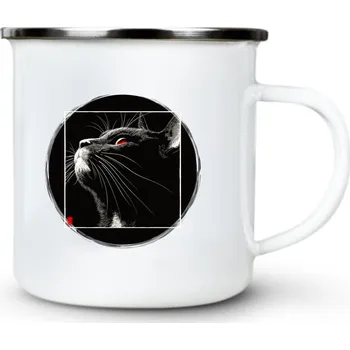 Kočičí hypnóza - Plechový hrnek VELKÝ 400ml (500 ml po okraj) - 400 ml