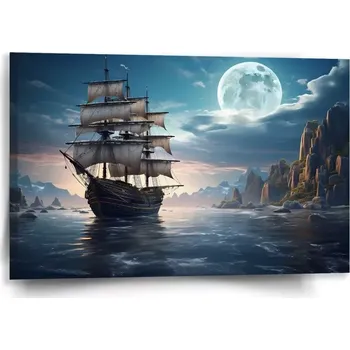 Obraz Sablio Obraz Plachetnice mezi skalami - 60x40 cm