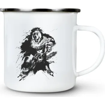 Hokejový lev, černý potisk - Plechový hrnek VELKÝ 400ml (500 ml po okraj) - 400 ml